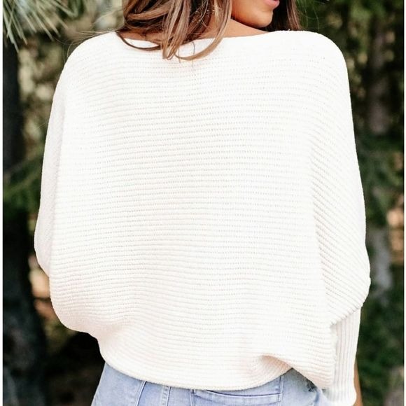Being Sweet Batwing Chenille Sweater (White) - Picture 11 of 11